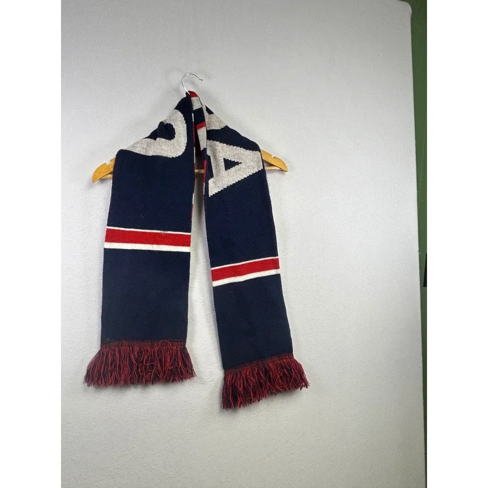 USA‎ Olympic Partner Knit Scarf Fringe Navy Red White